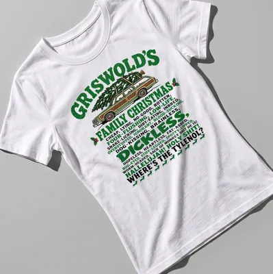 Funny holiday shirt with a chaotic mix of sarcasm and color — printed on a women's shirt