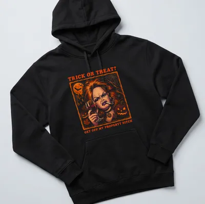Vintage comic-style shirt with a doll face, glass, and cigarette. — printed on a unisex hoodie