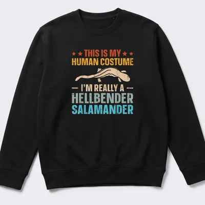 Vintage distressed shirt featuring a hellbender salamander with humorous text — printed on a unisex sweatshirt