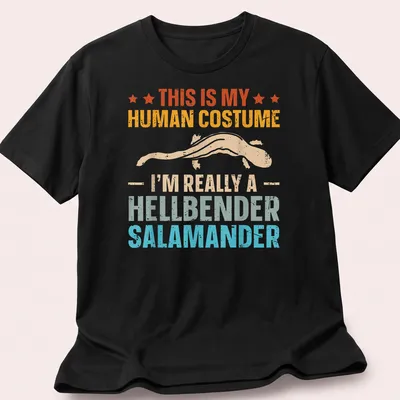 Vintage distressed shirt featuring a hellbender salamander with humorous text