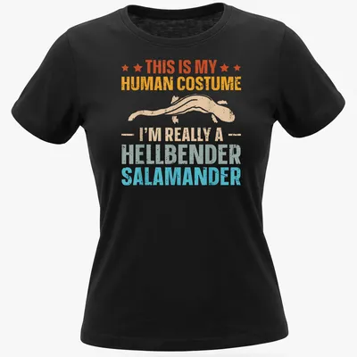 Vintage distressed shirt featuring a hellbender salamander with humorous text — printed on a women's shirt