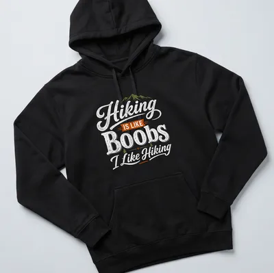 Vintage distressed tee with humorous hiking slogan and mountain graphics — printed on a unisex hoodie