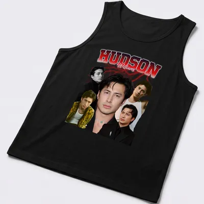 Retro styled t-shirt featuring the name Hudson Williams in red, black, and white. — printed on a tank top