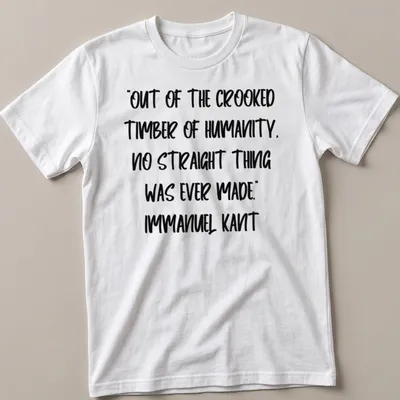 Immanuel Kant quote t-shirt with bold handwritten text in black on white