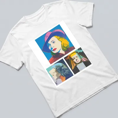 Pop Art portrait of Ingrid Bergman with vibrant colors and signature text