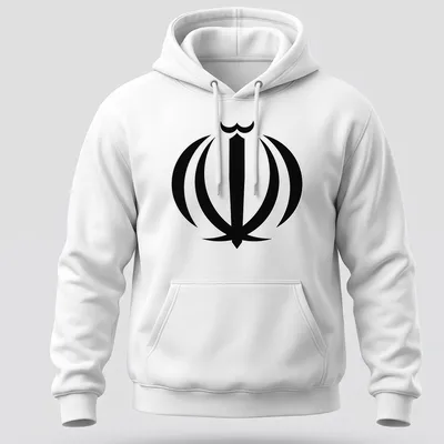 Simple black and white graphic of an Iranian symbol — printed on a unisex hoodie
