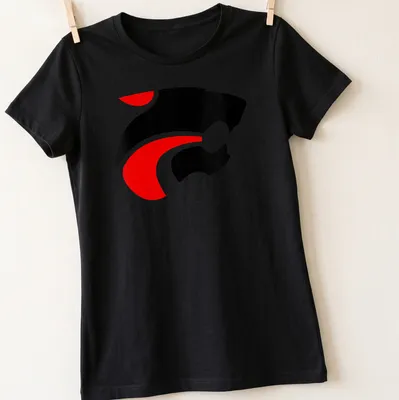 Stylized jaguar logo in black, red, and white for Jackson Memorial Jaguars — printed on a women's shirt