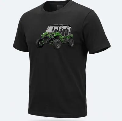 Illustration of a Kawasaki Teryx4 S LE UTV in green and black