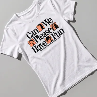 Bold graphic Kings of Leon album t-shirt in black, white, and orange — printed on a women's shirt