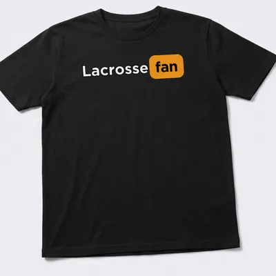 Bold typography Lacrosse Fan T-shirt in black, orange, and white