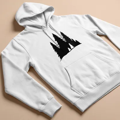 Simplistic black forest silhouette in a lumberjack theme on a — printed on a unisex hoodie
