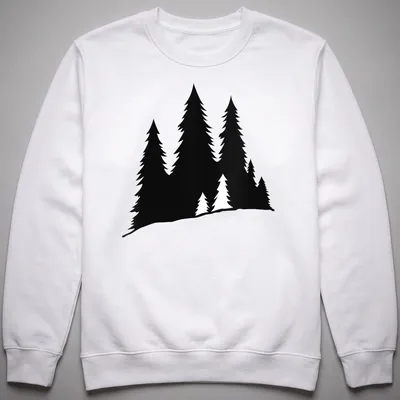 Simplistic black forest silhouette in a lumberjack theme on a — printed on a unisex sweatshirt