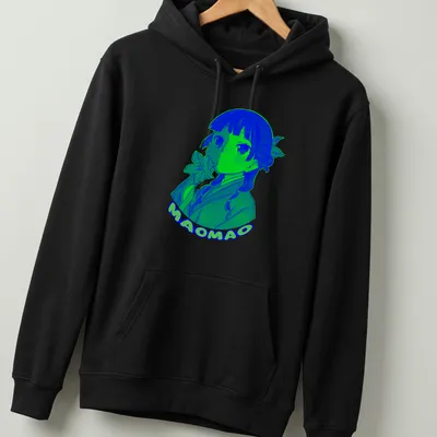 Colorful cartoon shirt featuring a playful doodle character with MAOMAO text — printed on a unisex hoodie
