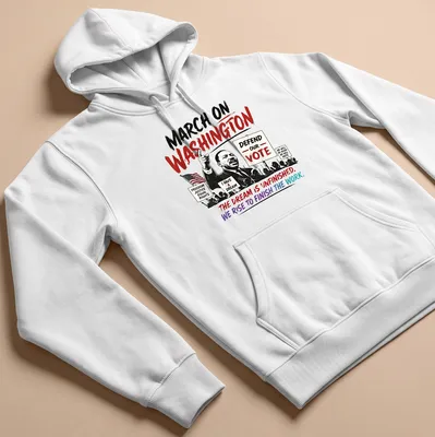 Bold graphic featuring Martin Luther King Jr. at a protest with inspiring text — printed on a unisex hoodie