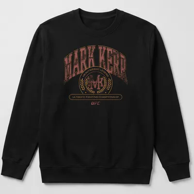 Retro distressed Mark Kerr UFC heavyweight legend T-shirt in brown and cream — printed on a unisex sweatshirt