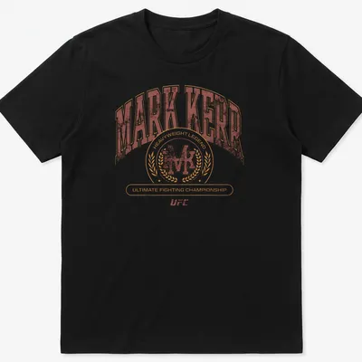 Retro distressed Mark Kerr UFC heavyweight legend T-shirt in brown and cream