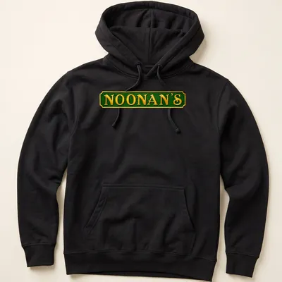 Classic vintage Noonan's Bar logo t-shirt with gold and green colors — printed on a unisex hoodie