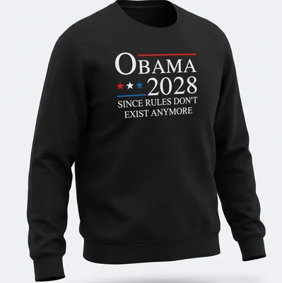 Political statement tee with bold text about Obama 2028 — printed on a unisex sweatshirt