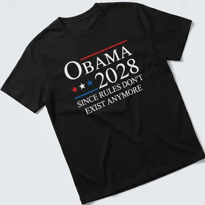 Political statement tee with bold text about Obama 2028
