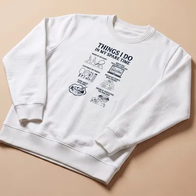 Illustrative pickleball activities in black and white on a humorous — printed on a unisex sweatshirt