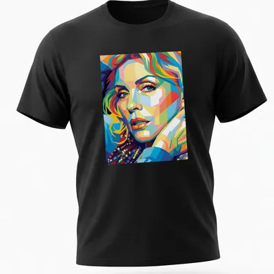 Pop art portrait of Debbie Harry in vibrant colors — printed on a unisex t-shirt