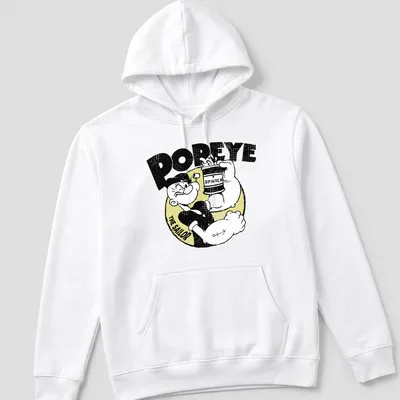 Vintage style Popeye t-shirt with bold text and cartoon design — printed on a unisex hoodie