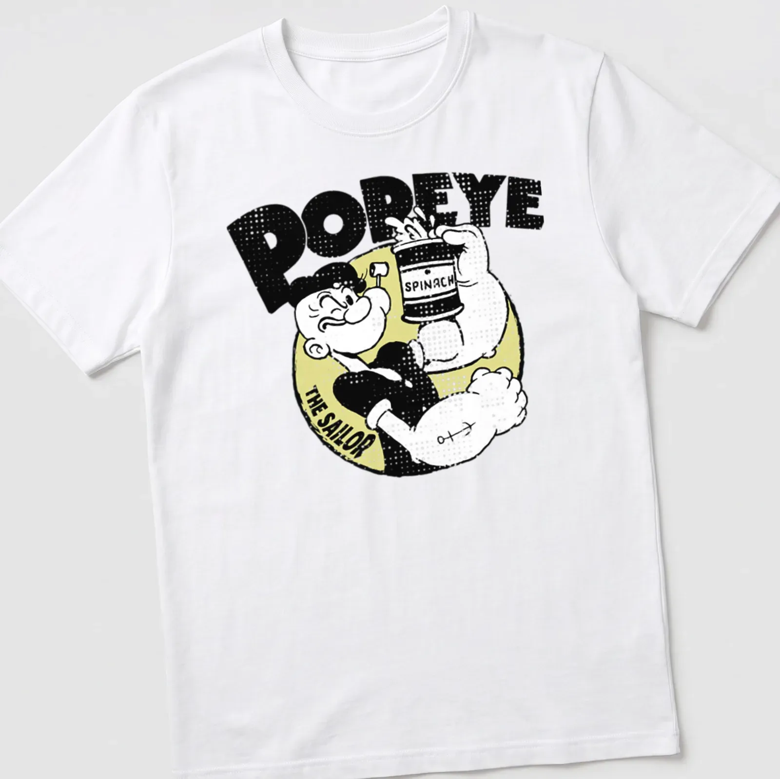 Vintage style Popeye t-shirt with bold text and cartoon design — printed on a unisex t-shirt