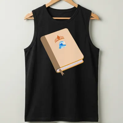 Kawaii-inspired T-shirt featuring a princess book with a wave and crown illustration. — printed on a tank top