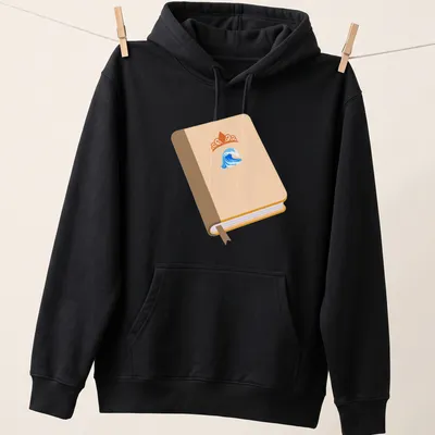 Kawaii-inspired T-shirt featuring a princess book with a wave and crown illustration. — printed on a unisex hoodie
