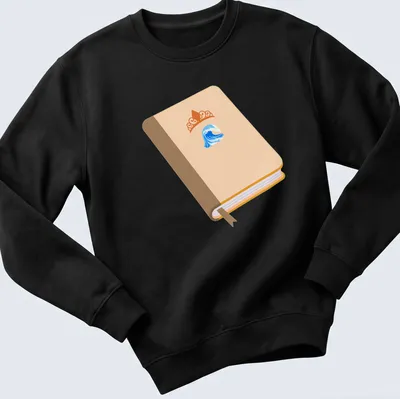 Kawaii-inspired T-shirt featuring a princess book with a wave and crown illustration. — printed on a unisex sweatshirt