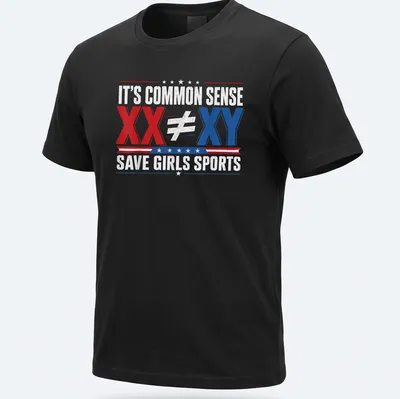 Bold graphic tee with text about girls' sports equality