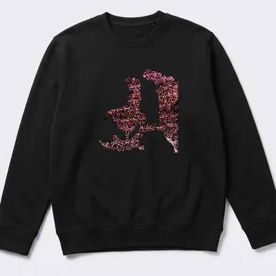 Glittering silhouette design with characters and text 'A Whole New World' — printed on a unisex sweatshirt
