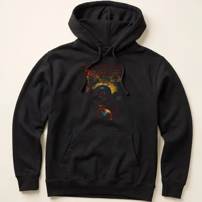 Vintage distressed tee featuring a skull and globe with band name above — printed on a unisex hoodie