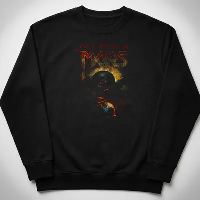 Vintage distressed tee featuring a skull and globe with band name above — printed on a unisex sweatshirt