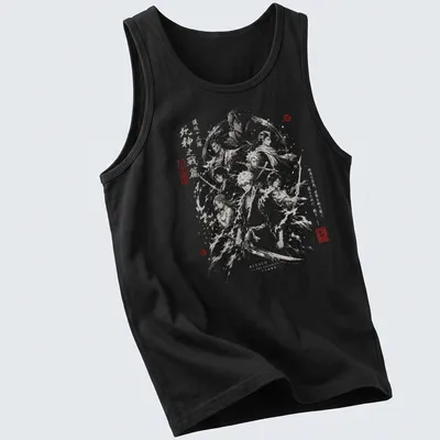 Soul Reaper t-shirt featuring Japanese ink wash style with bold colors — printed on a tank top