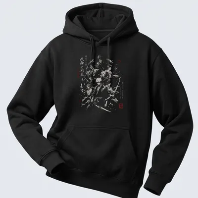 Soul Reaper t-shirt featuring Japanese ink wash style with bold colors — printed on a unisex hoodie
