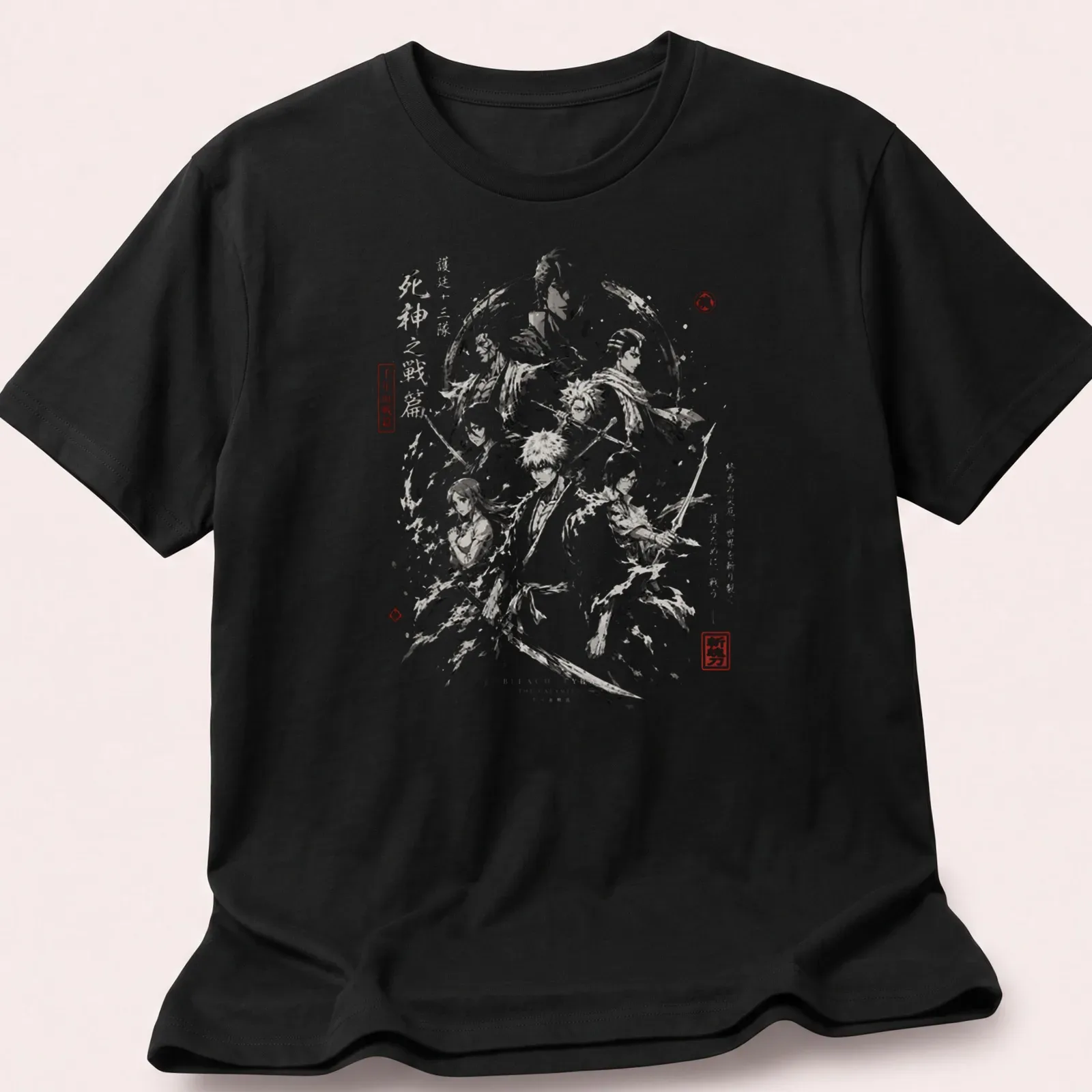 Soul Reaper t-shirt featuring Japanese ink wash style with bold colors — printed on a unisex t-shirt