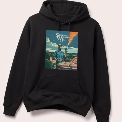 Retro comic style shirt featuring a space explorer and the name Stephen Wilson Jr — printed on a unisex hoodie