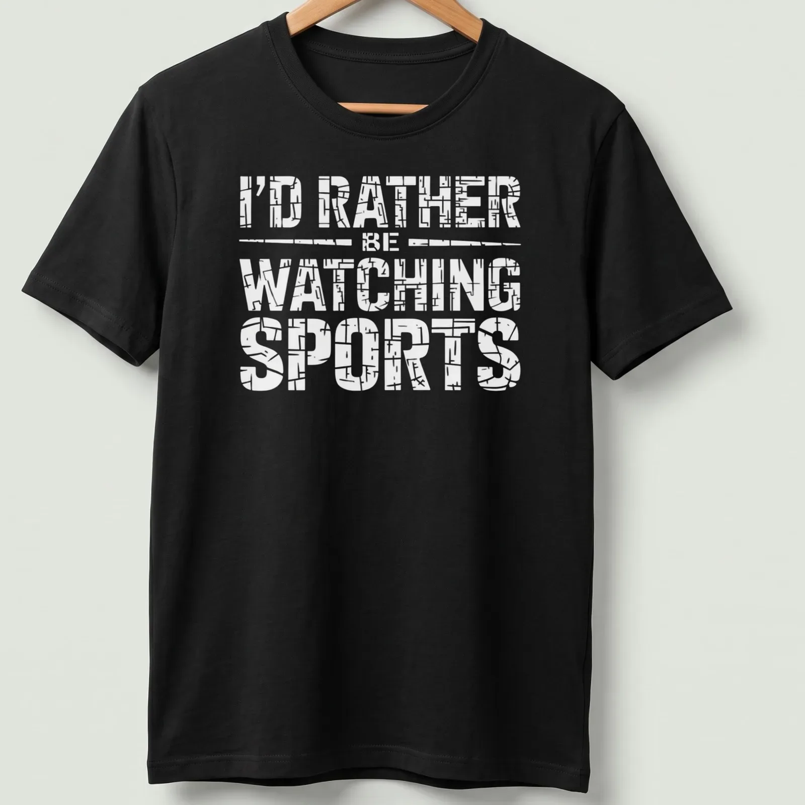 Bold text reading I'd Rather Be Watching Sports on a black — printed on a unisex t-shirt