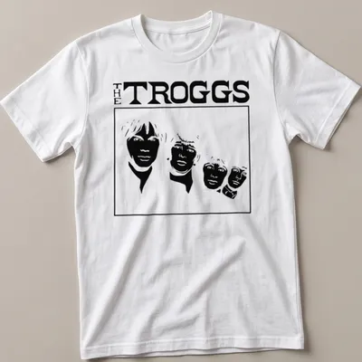 Silhouette of The Troggs band members with bold text in black and white