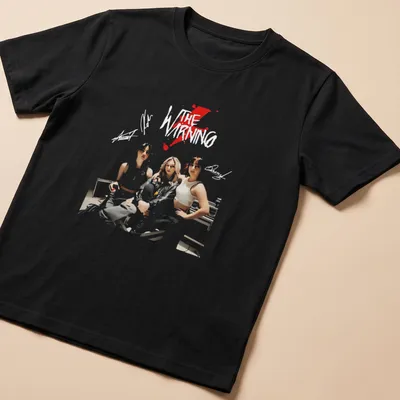 Stylized illustration of The Warning rock band in red, white, and black