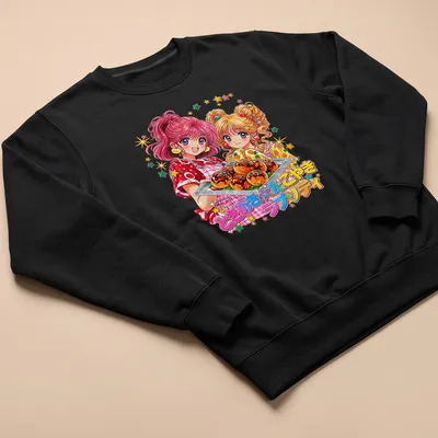Colorful anime design featuring Tokimeki Girls with takoyaki — printed on a unisex sweatshirt