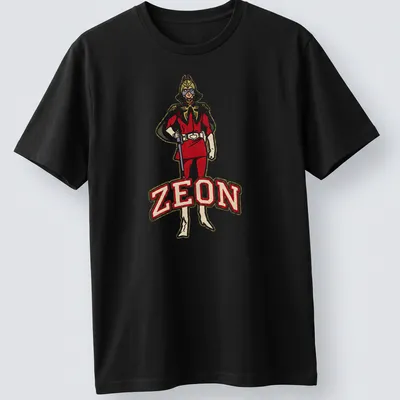 Bold Char Aznable graphic with ZEON text in red, gold, and black